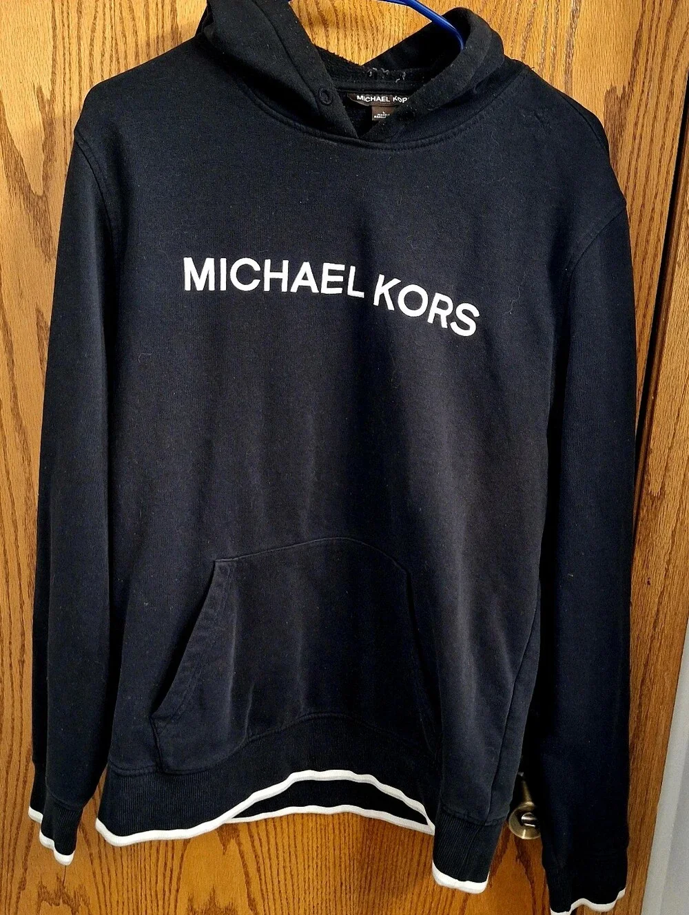 Michael Kors Black Hoodie with White Logo & Trim